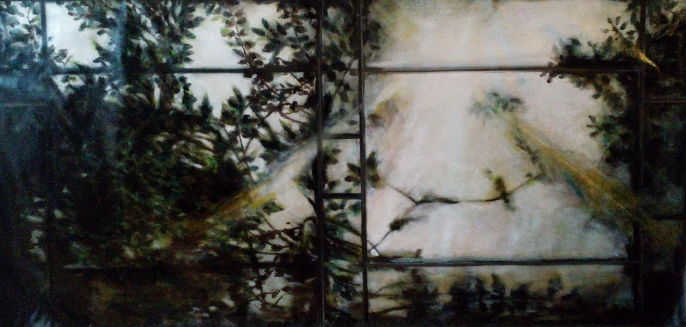 Flowers ceilings glass, oil on canvas, 125 x 250 cm, 2016